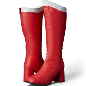 Ellie Shoes Women's Size 8 Red 300 Super Hero Costume Block Heel Knee High Boots